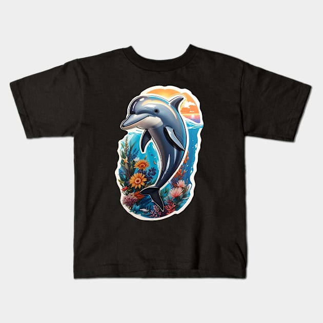 Dolphin Kids T-Shirt by Buff Geeks Art